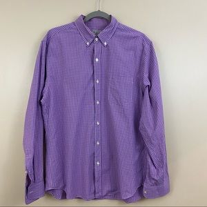 Men’s Tailored by J. Crew long sleeve, button down, purple/white checked size L